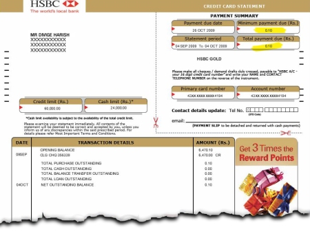 hsbc credit card bill  payment account central